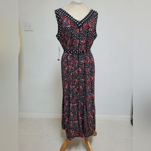 New With Tags Perceptions New York Women's Sleeveless Dress Black & Red Size XL